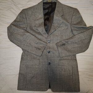 Gianfranco Ruffini Italian Mens 100% Wool Blazer Brown Herringbone 44" Chest